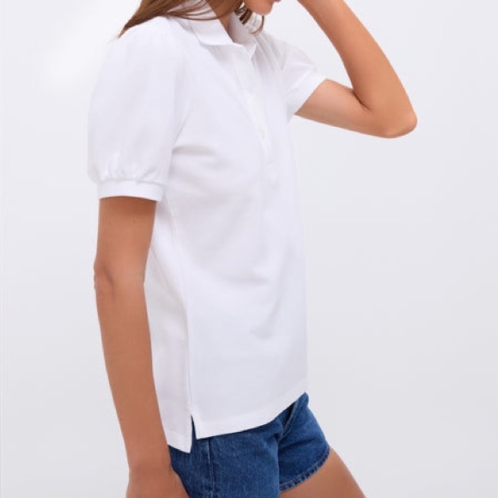 TUCKERNUCK White Pique Puff Sleeve Peggy Polo - Picture 3 of 6